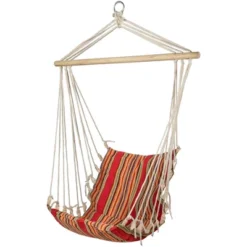 Northlight 21" X 34" Striped Hammock Chair With Padding And Wooden Bar - Red/Yellow -Deals Patio Elegance Store GUEST a23b713a ea78 4d90 8a92 f486a02eb385