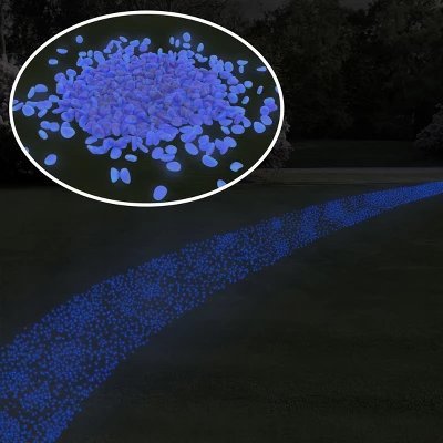 Solar Garden Stones - 500-Pack Glow In The Dark Pathway Pebble Lights - Decorative Glowing Rocks For Flowerbeds And Walkways By Pure Garden (Blue) 1 Solar Garden Stones - 500-Pack Glow In The Dark Pathway Pebble Lights - Decorative Glowing Rocks For Flowerbeds And Walkways By Pure Garden (Blue)