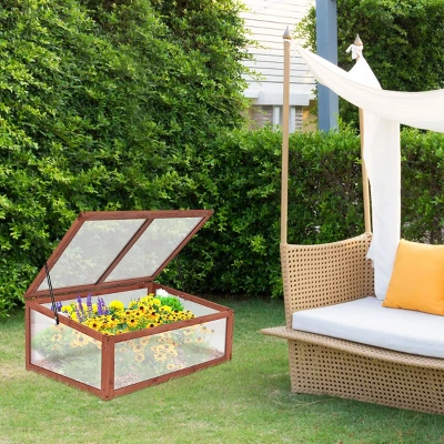 Costway Garden Portable Wooden Green House Cold Frame Raised Plants Bed Protection 5 Costway Garden Portable Wooden Green House Cold Frame Raised Plants Bed Protection - Image 5