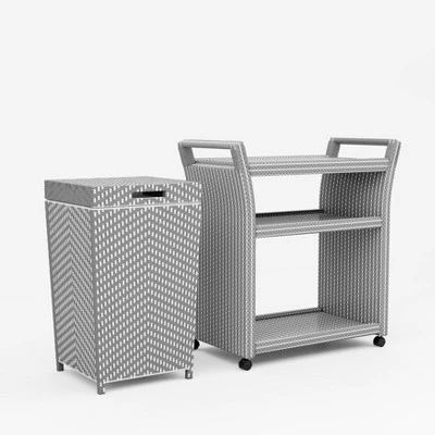 2pc Maksville Contemporary Outdoor Serving Cart & Trash Can - MiBasics 16 2pc Maksville Contemporary Outdoor Serving Cart & Trash Can - MiBasics - Image 16