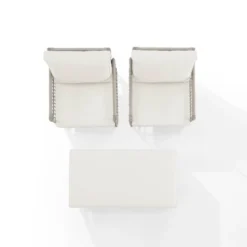 3pc Thatcher Outdoor Steel Chair & Ottoman Set Creme/Driftwood - Crosley -Deals Patio Elegance Store GUEST a390d94d 856f 4d8d 9122 2bded0818ccf