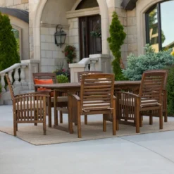 7pc Acacia Wood Patio Dining Set With Cushions - Saracina Home -Deals Patio Elegance Store GUEST a451277b 3ed7 403f 81d1 4b7c21d4cf6f