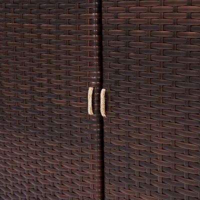 Teamson Home 39.5" Veronica Rolling Outdoor PE Rattan Bar Cart With Storage, Brown 8 Teamson Home 39.5" Veronica Rolling Outdoor PE Rattan Bar Cart With Storage, Brown - Image 8