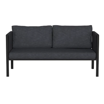 Merrick Lane Outdoor Love Seat/Sofa With Removable Fabric Cushions And Steel Frame 2 Merrick Lane Outdoor Love Seat/Sofa With Removable Fabric Cushions And Steel Frame - Image 2