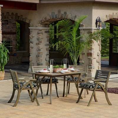 19" X 20" ProFoam Outdoor Rounded Back Seat Cushion Ashland Jacobean Black - Arden Selections 3 19" X 20" ProFoam Outdoor Rounded Back Seat Cushion Ashland Jacobean Black - Arden Selections - Image 3