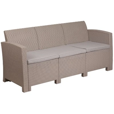 Merrick Lane Outdoor Furniture Resin Sofa Faux Rattan Wicker Pattern Patio 3-Seat Sofa With All-Weather Cushions 13 Merrick Lane Outdoor Furniture Resin Sofa Faux Rattan Wicker Pattern Patio 3-Seat Sofa With All-Weather Cushions - Image 13