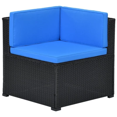 5pc Wicker Patio Sectional Seating Set With Cushions - Black/Blue - GODEER 11 5pc Wicker Patio Sectional Seating Set With Cushions - Black/Blue - GODEER - Image 11