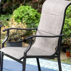 5pc Outdoor Dining Set With Padded Sling Chairs & Round Metal Table - Gray/Black - Captiva Designs -Deals Patio Elegance Store GUEST a64ec6dc bf99 41f1 967c 9214881b4bdb