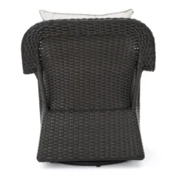 Amaya 5pc Outdoor 4 Wicker Swivel Chair & Fire Pit Set - Dark Brown/Beige/Matte Black - Christopher Knight Home -Deals Patio Elegance Store GUEST a6c700bb 68bf 4109 a05d e6dcd1cd63d0 1