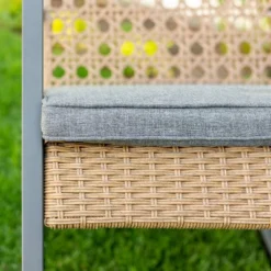 Komodo Modern Boho Faux Rattan & Metal Outdoor Rocking Chair With Cushion - Brown/Gray - Saracina Home -Deals Patio Elegance Store GUEST a71a9c37 cd34 445c 88c4 696410288c89