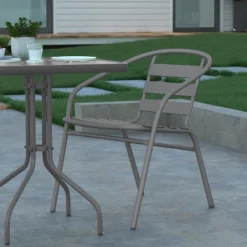 Emma And Oliver 23.5'' Square Glass Top Metal Table With 2 Aluminum Slat Stack Chairs 17 Emma And Oliver 23.5'' Square Glass Top Metal Table With 2 Aluminum Slat Stack Chairs -Deals Patio Elegance Store GUEST a7778e61 1454 412f 8325 61d68859915f