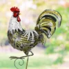 24.88" Metal Rooster Statue White/Gold - Exhart
