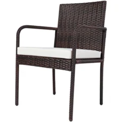 Tangkula 4-Piece Outdoor Rattan Wicker Dining Chairs With Armrests & Soft Cushions -Deals Patio Elegance Store GUEST a78ce2b2 62a7 44b2 b01f 95dcec620cd6