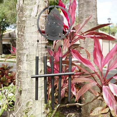 Dawhud Direct 28" H Eternal Zen Buddha Wind Chimes - Black 5 Dawhud Direct 28" H Eternal Zen Buddha Wind Chimes - Black - Image 5