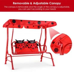 Costway Kids Patio Swing Chair Children Porch Bench Canopy 2 Person Yard Furniture Red -Deals Patio Elegance Store GUEST a9d5d819 91a8 4696 a56c 166d39660c48