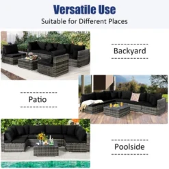 Costway 7PCS Patio Rattan Furniture Set Sectional Sofa Garden Black Cushion 17 Costway 7PCS Patio Rattan Furniture Set Sectional Sofa Garden Black Cushion -Deals Patio Elegance Store GUEST aa262ec7 134a 43a2 81fe ae88273631d4
