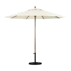 Astella 9' X 9' Round Wood Grain Steel Patio Umbrella Natural
