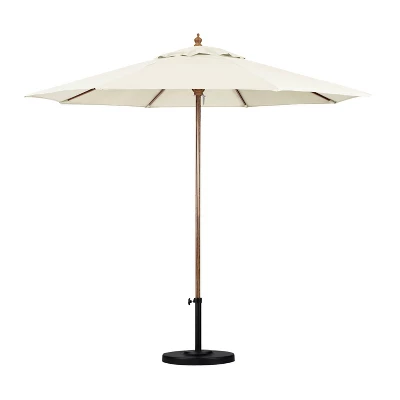 Astella 9' X 9' Round Wood Grain Steel Patio Umbrella Natural 1 Astella 9' X 9' Round Wood Grain Steel Patio Umbrella Natural
