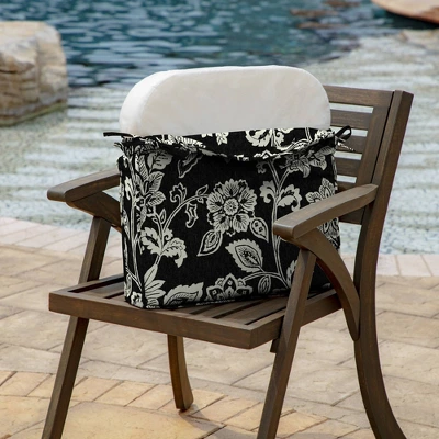 19" X 20" ProFoam Outdoor Rounded Back Seat Cushion Ashland Jacobean Black - Arden Selections 4 19" X 20" ProFoam Outdoor Rounded Back Seat Cushion Ashland Jacobean Black - Arden Selections - Image 4