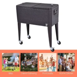 Costway Outdoor Rattan 80QT Party Portable Rolling Cooler Cart Ice Beer Beverage Chest 10 Costway Outdoor Rattan 80QT Party Portable Rolling Cooler Cart Ice Beer Beverage Chest -Deals Patio Elegance Store GUEST ab8c220a bbcf 488c a0f1 f1d27e1ef731