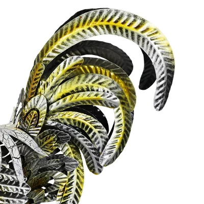 24.88" Metal Rooster Statue White/Gold - Exhart 2 24.88" Metal Rooster Statue White/Gold - Exhart - Image 2