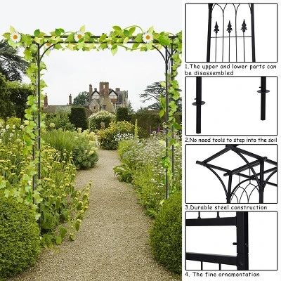 Costway Garden Wedding Rose Arch Pergola Archway Flowers Climbing Plants Trellis Metal 3 Costway Garden Wedding Rose Arch Pergola Archway Flowers Climbing Plants Trellis Metal - Image 3
