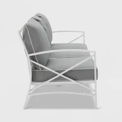 Kaplan Outdoor Metal Sofa White With Gray Cushions - Crosley 13 Kaplan Outdoor Metal Sofa White With Gray Cushions - Crosley -Deals Patio Elegance Store GUEST abd82e14 ee96 4695 8113 f8178115029c