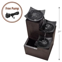 Teamson Home Outdoor Modern Stone-Look 4-Tier Floor Fountain, Brown -Deals Patio Elegance Store GUEST ac29d5cb 1fbe 4fc2 8c9c a97e031950af