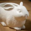 Sullivans Glazed White Decorative Bunny Planter 5"H White