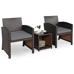 Tangkula 3 PCS Patio Rattan Furniture Set Conversation Chair Set With Soft Cushion & Coffee Table For Backyard Poolside Garden Gray 10 Tangkula 3 PCS Patio Rattan Furniture Set Conversation Chair Set With Soft Cushion & Coffee Table For Backyard Poolside Garden Gray -Deals Patio Elegance Store GUEST ac46bf48 1e00 4e61 8fd9 ade1a01edd56