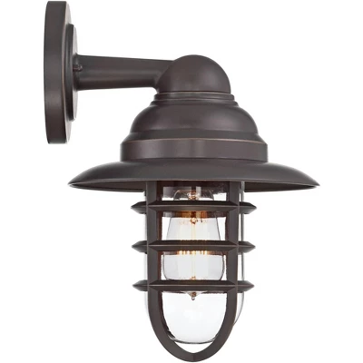 John Timberland Marlowe Industrial Outdoor Wall Light Fixture Galvanized Hooded Cage 13 1/4" Clear Glass For Post Exterior Barn Deck House Porch Yard 5 John Timberland Marlowe Industrial Outdoor Wall Light Fixture Galvanized Hooded Cage 13 1/4" Clear Glass For Post Exterior Barn Deck House Porch Yard - Image 5