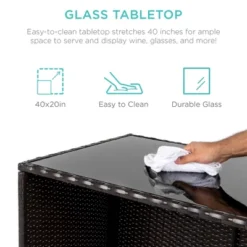 Best Choice Products 3-Piece All-Weather Wicker Bar Table Set For Patio, Backyard W/ 2 Stools, Glass Tabletop - Brown -Deals Patio Elegance Store GUEST ad8f0cdc bd88 4437 a217 901692e0f707