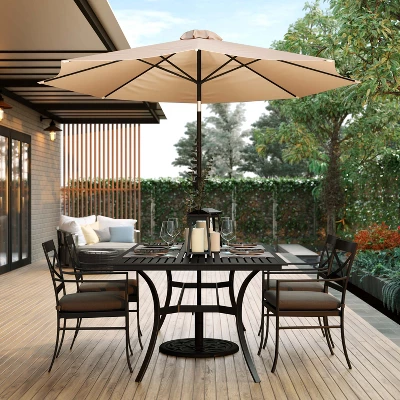 Flash Furniture Kona 9 FT Round Umbrella With 1.5" Diameter Aluminum Pole With Crank And Tilt Function 2 Flash Furniture Kona 9 FT Round Umbrella With 1.5" Diameter Aluminum Pole With Crank And Tilt Function - Image 2