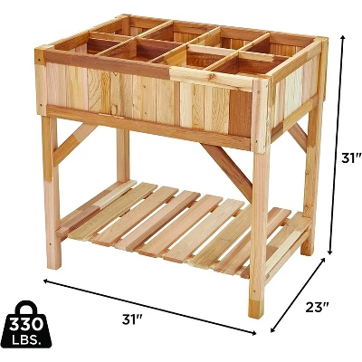 Jumbl Cedar Wood Raised Garden Bed & Herb Planter Box, 31" X 23" X 31" 1 Jumbl Cedar Wood Raised Garden Bed & Herb Planter Box, 31" X 23" X 31"