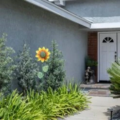 63"x16" Spring Festive Blooming Metal Sunflower Garden Stake - Alpine Corporation