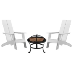 Merrick Lane Outdoor Set With Modern Adirondack Rocking Chairs & Wood Burning Fire Pit, Poker & Spark Screen -Deals Patio Elegance Store GUEST afcd2651 2fb3 4ba3 a6bc 8b784291661f 1