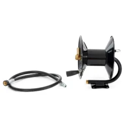 Apache 99023586 Heavy Duty Steel Pressure Washer Reel With Powder Coated Finish, Holds 50 Feet Of 0.38 Inch Hose With Pump, Black