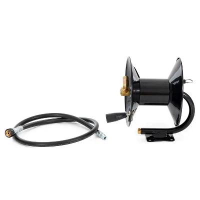 Apache 99023586 Heavy Duty Steel Pressure Washer Reel With Powder Coated Finish, Holds 50 Feet Of 0.38 Inch Hose With Pump, Black 1 Apache 99023586 Heavy Duty Steel Pressure Washer Reel With Powder Coated Finish, Holds 50 Feet Of 0.38 Inch Hose With Pump, Black