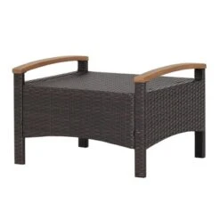 Costway Set Of 2 Patio Rattan Ottoman Footrest Cushions Wooden Handle Off WhiteBrownRedNavy -Deals Patio Elegance Store GUEST afddaf28 1e4f 496c a6c8 1b448d6f108a