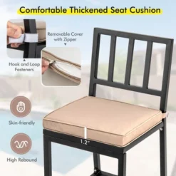 Costway Set Of 2 Patio Metal Bar Stools Outdoor Bar Height Dining Chairs With Cushion -Deals Patio Elegance Store GUEST b00ab476 a462 4edd 849e b8824110b97a