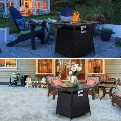 28" Outdoor Gas Fire Pit Table With Lid & Glass - Captiva Designs -Deals Patio Elegance Store GUEST b0754ca7 88fa 4435 9189 ddfeb7d676e5