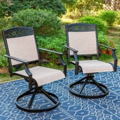 7pc Outdoor Dining Dining Set With Metal Slat Top Table & Cast Aluminum Chairs - Captiva Designs -Deals Patio Elegance Store GUEST b0a13aea 93fc 4d22 a043 bca9b7b5cf92