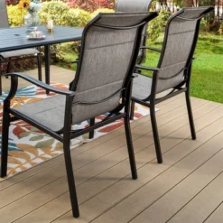 7pc Patio Dining Set With Steel Table With Umbrella Hole & Metal Padded Arm Chairs - Captiva Designs -Deals Patio Elegance Store GUEST b1256825 ba35 4ad4 9c4d de8cc5f80058