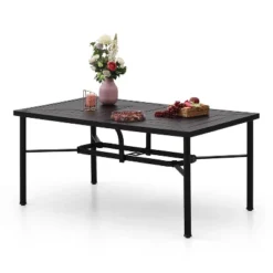 7pc Outdoor Dining Set With 6 Chairs With Seat & Back Cushions & Metal Rectangle Table With Umbrella Hole - Captiva Designs -Deals Patio Elegance Store GUEST b140e780 5556 4171 b098 1213f5abbf3d 1