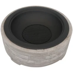Sunnydaze Decor Sunnydaze Outdoor Large Round Faux Stone Fire Pit With Handles, Log Poker, And Spark Screen - 35" - Gray -Deals Patio Elegance Store GUEST b3a6212e 004d 432b 9010 3efee53c4d25