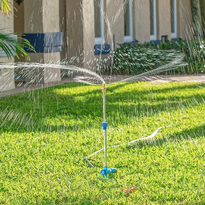 Aqua Joe AJ-ISTAS 3-Arm Brass Rotary 360-Degree Telescoping Sprinkler | Telescoping | 1390 Sq Ft Max Coverage 3 Aqua Joe AJ-ISTAS 3-Arm Brass Rotary 360-Degree Telescoping Sprinkler | Telescoping | 1390 Sq Ft Max Coverage - Image 3