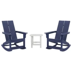 Flash Furniture Set Of 2 Finn Modern Commercial Grade All-Weather 2-Slat Poly Resin Rocking Adirondack Chairs With Side Table -Deals Patio Elegance Store GUEST b45a66e7 61d6 4669 9473 0c94e5634de4