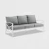 Kaplan Outdoor Metal Sofa White With Gray Cushions - Crosley