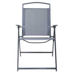 5pc Outdoor Steel Dining Set With Folding Chairs & Square Glass Table Top Gray - Crestlive Products -Deals Patio Elegance Store GUEST b4fe7726 e7f9 4b53 acbf 00fc4efdb91b