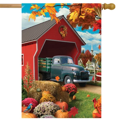Harvest Bridge Autumn House Flag Pickup Truck Fall 28" X 40" Briarwood Lane 1 Harvest Bridge Autumn House Flag Pickup Truck Fall 28" X 40" Briarwood Lane